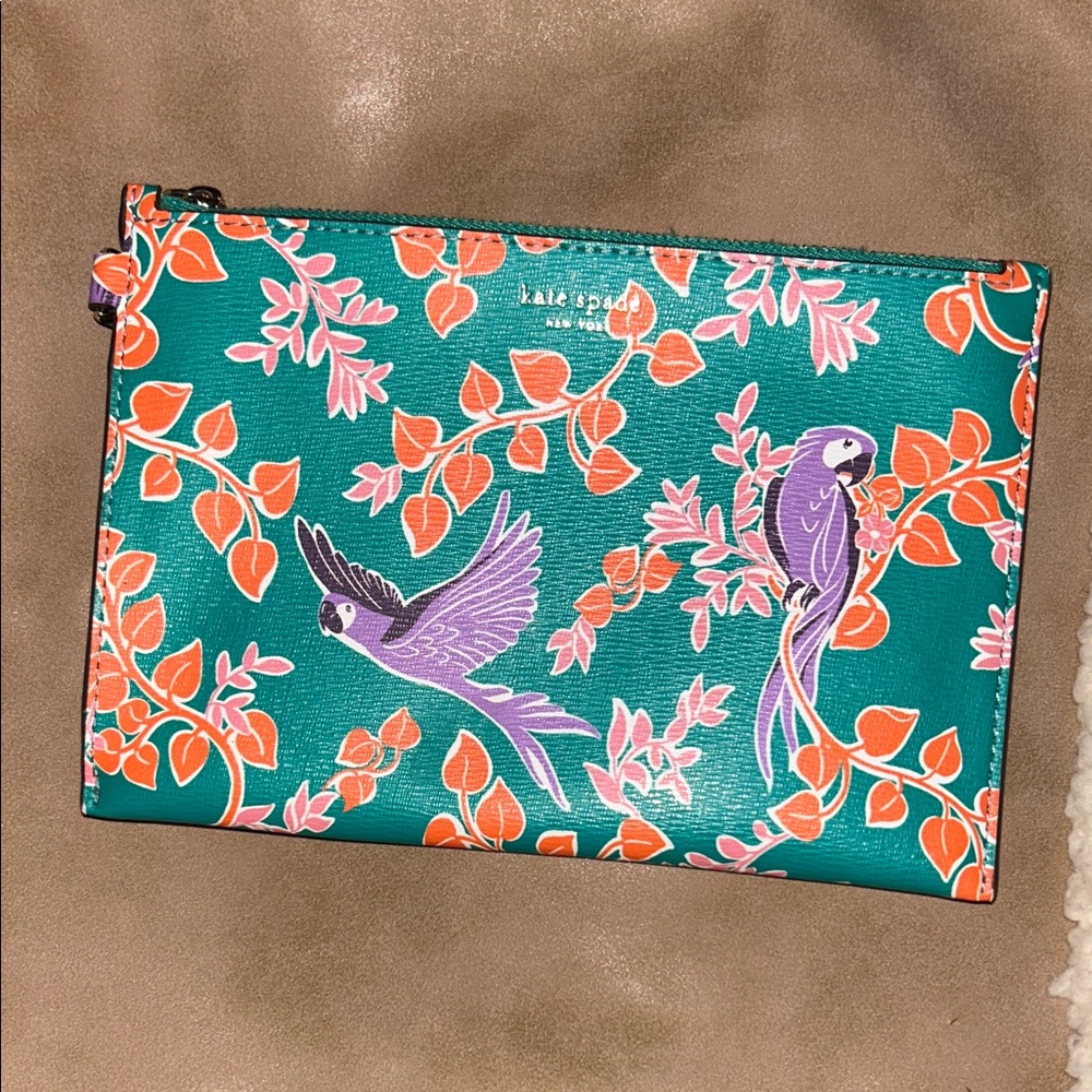 Kate Spade Teal and Orange Parrot Clutch - Picture 1 of 8